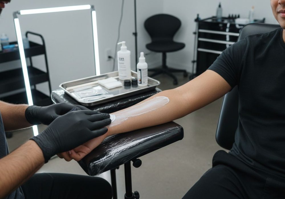 aplikácia anestetika tetovanie