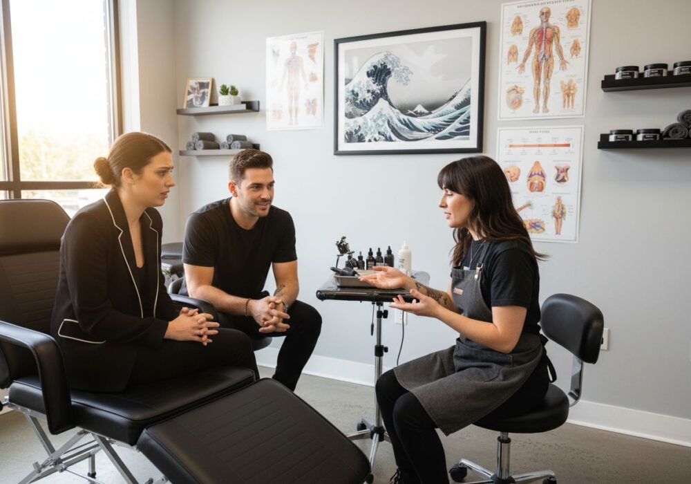 tattoo pain myths, tattoo consultation, modern tattoo studio