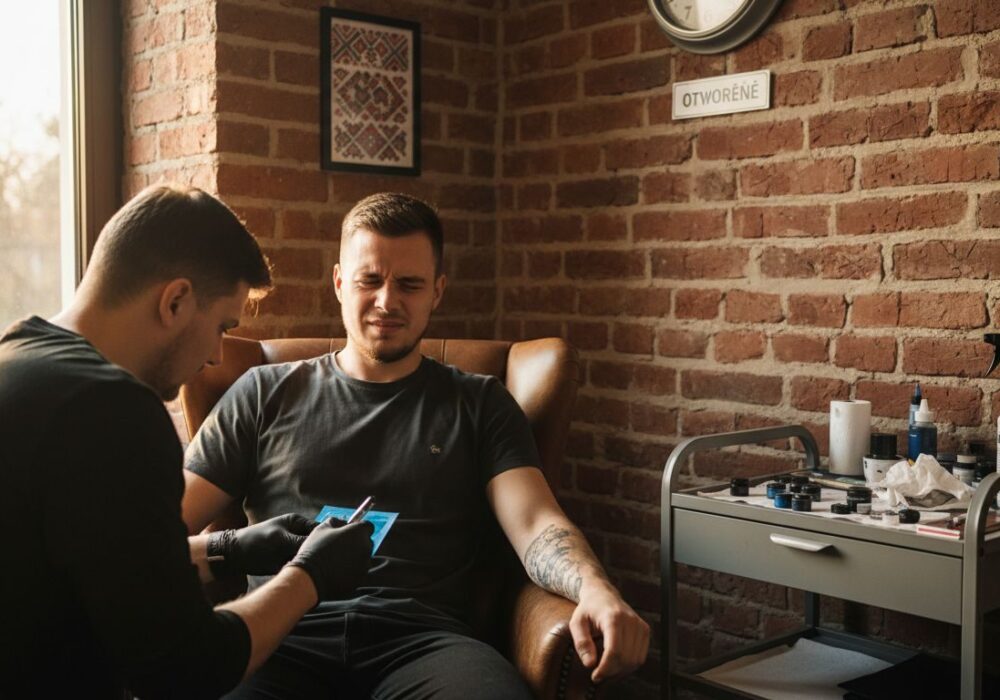 Prvá reakcia zákazníka na bolesť pri tetovaní